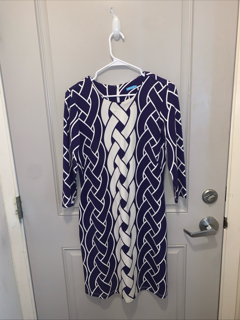 J. McLaughlin Women’s Blue Geometric Catalina Cloth Midi Dress Size M Stretch